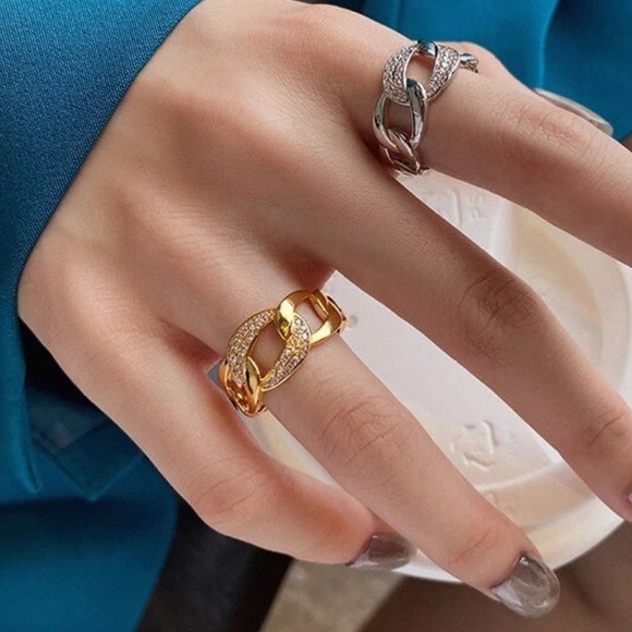 ✨Insta gold / silver chain crystal ring - Picture 4 of 5